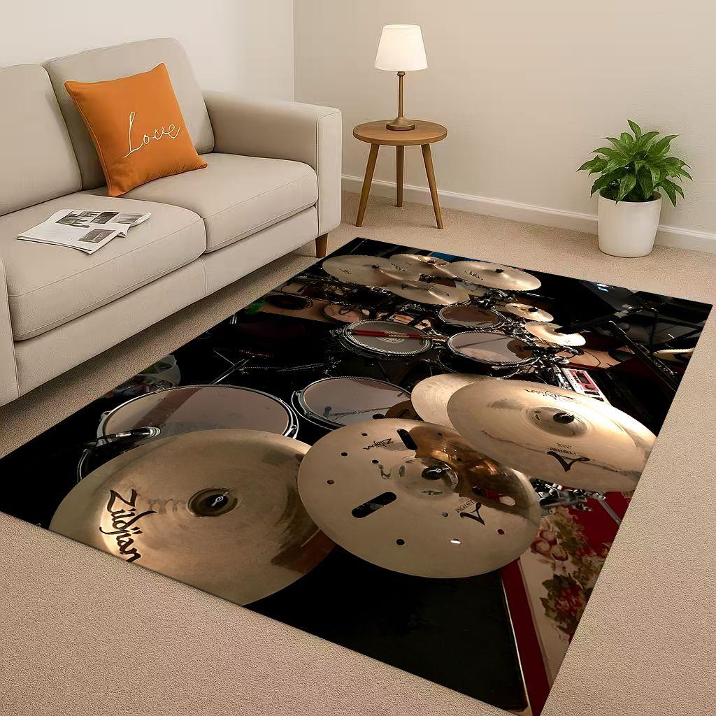 Classic Drum Kit Drum Set Rock Music Instruments Living Room Non-Slip Area Rug Carpet for Bedroom Playroom Sofa,Home Doormat