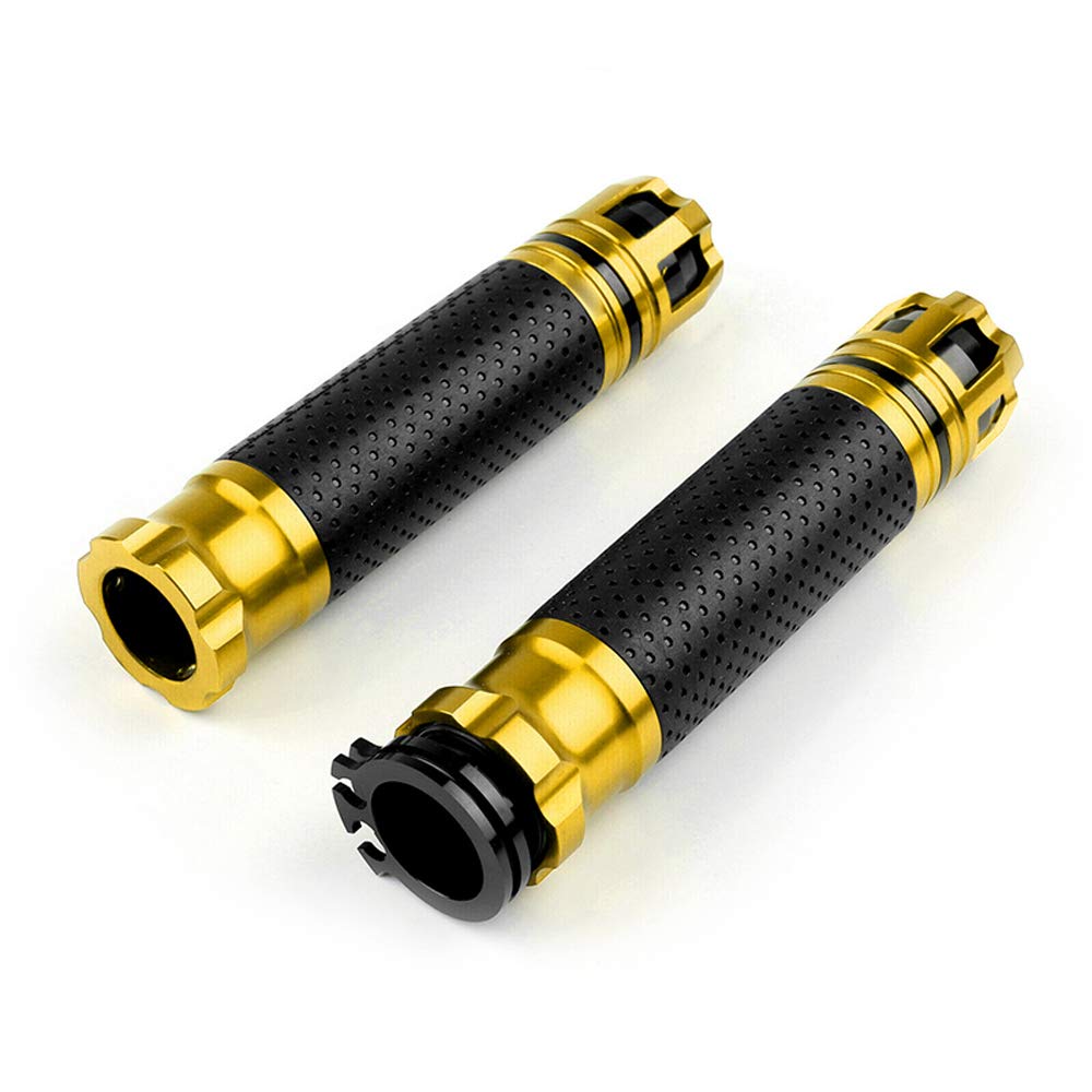 HANSWD 7/8" 22mm Yuniba Monkey Motorcycle Handlebar Hand Grip & Handlebar Grip End with Yamaha Kawasaki Suzuki Ducati (Gold)
