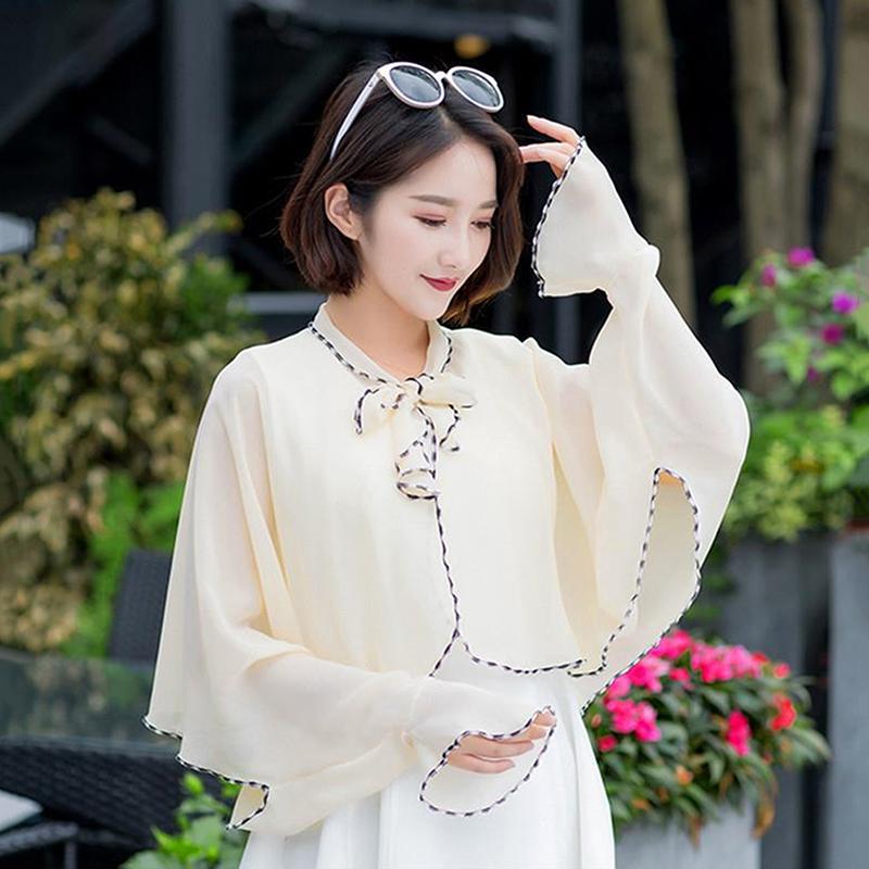 Spring Summer Chiffon Sunscreen Fake Collar Clothing Shawl Outdoor Riding Cashew Printing Sun Protection Sleeves Silk Scarf Wrap