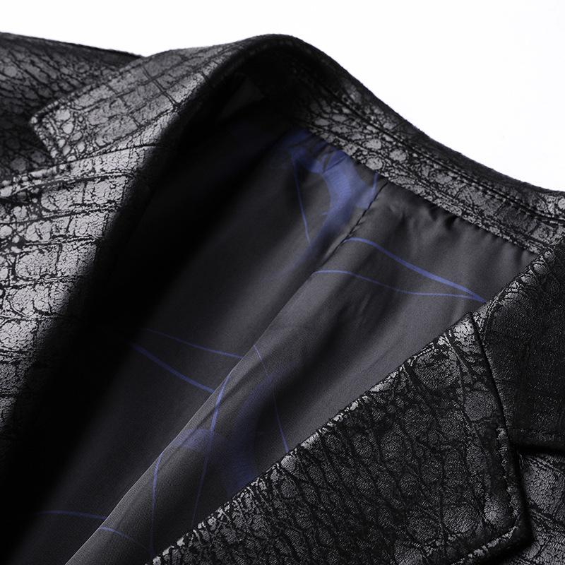 New Leather Jacket Suit Casual Black Men's Leather Jacket Spring and Autumn Suit Fashion Trendy Suit Men's Leather Jacket