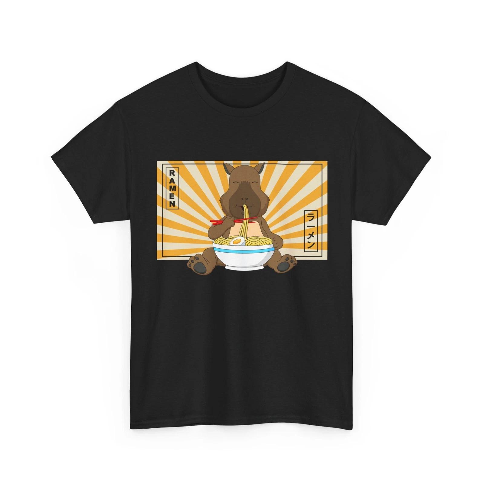 Capybara Kawaii T shirt, Ramen Capybara Rodents Lovers Women Men Shirt L