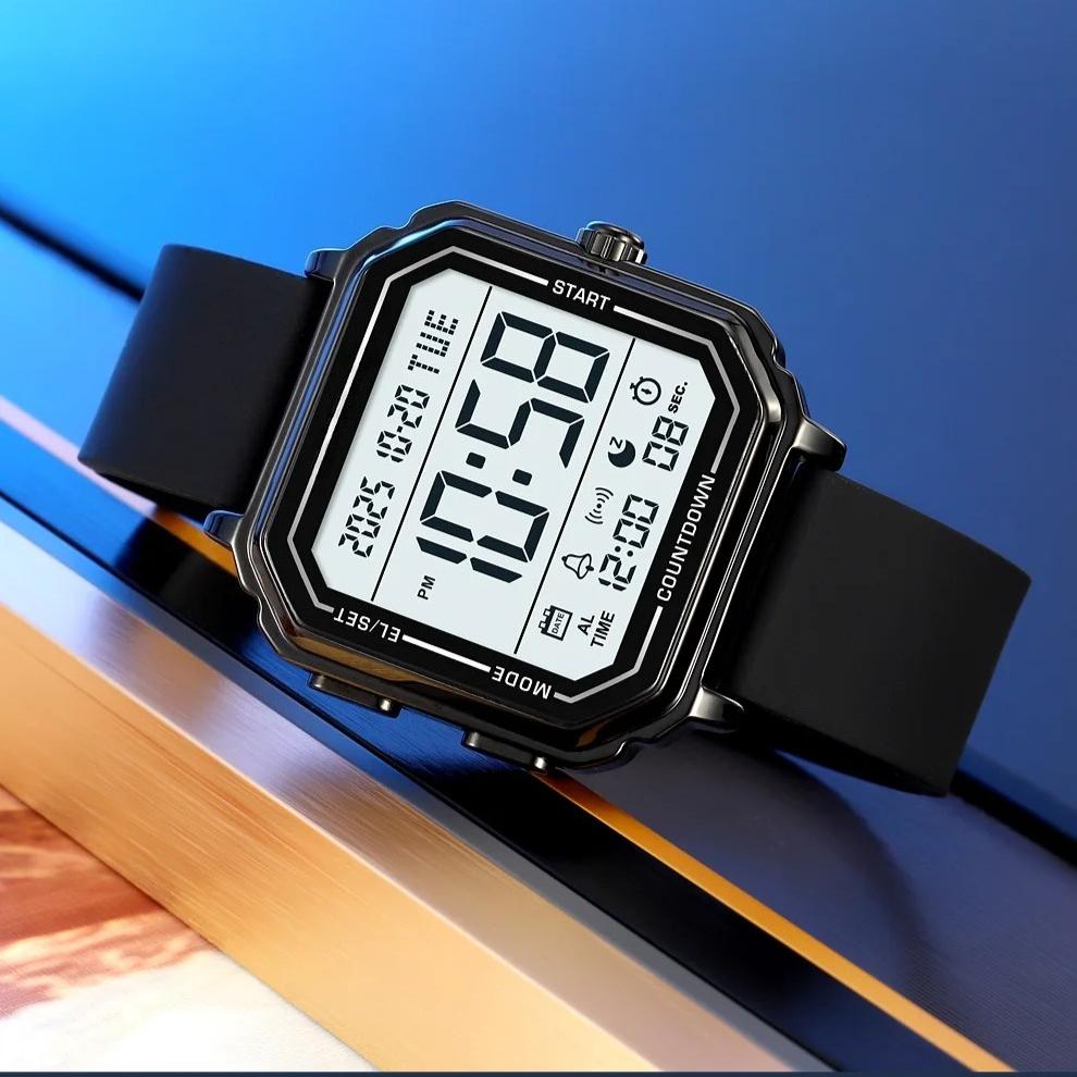 Sport EL Light Casual Watch Chronograph Countdown Stopwatch Digital Wristwatch Mens Clock