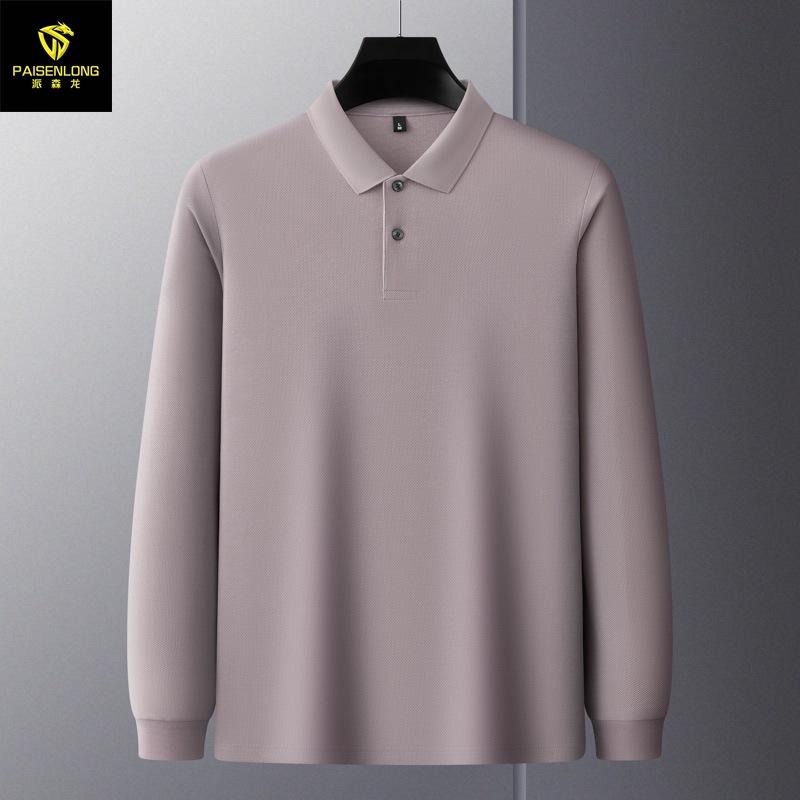 Autumn And Winter Lapel Slit Men'S Long-Sleeved Polo Shirt 100% Long-Staple Cotton Men'S Polo Shirt T-Shirt