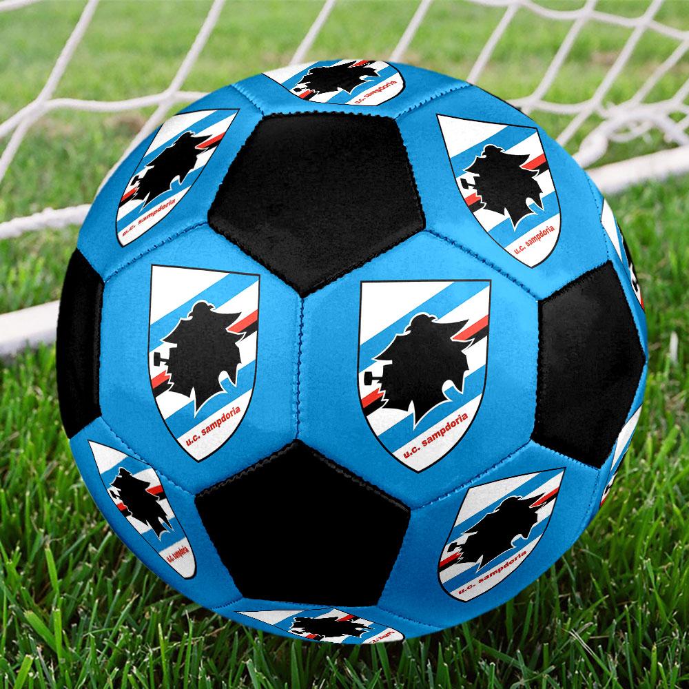 1pz Logo Sampdoria Misura 5 Pallone da Calcio Praha Pallone da Calcetto Indoor Colorato Per Tutte le Età Cucito a Macchina PVC Pronto per la Competizione Resistente Ad Alto Rimbalzo