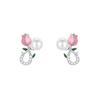 New Fashion Creative Tulip 925 Sterling Silver Temperament Pearl Cute And Compact Personality Exquisite Stud Earrings  TYB307