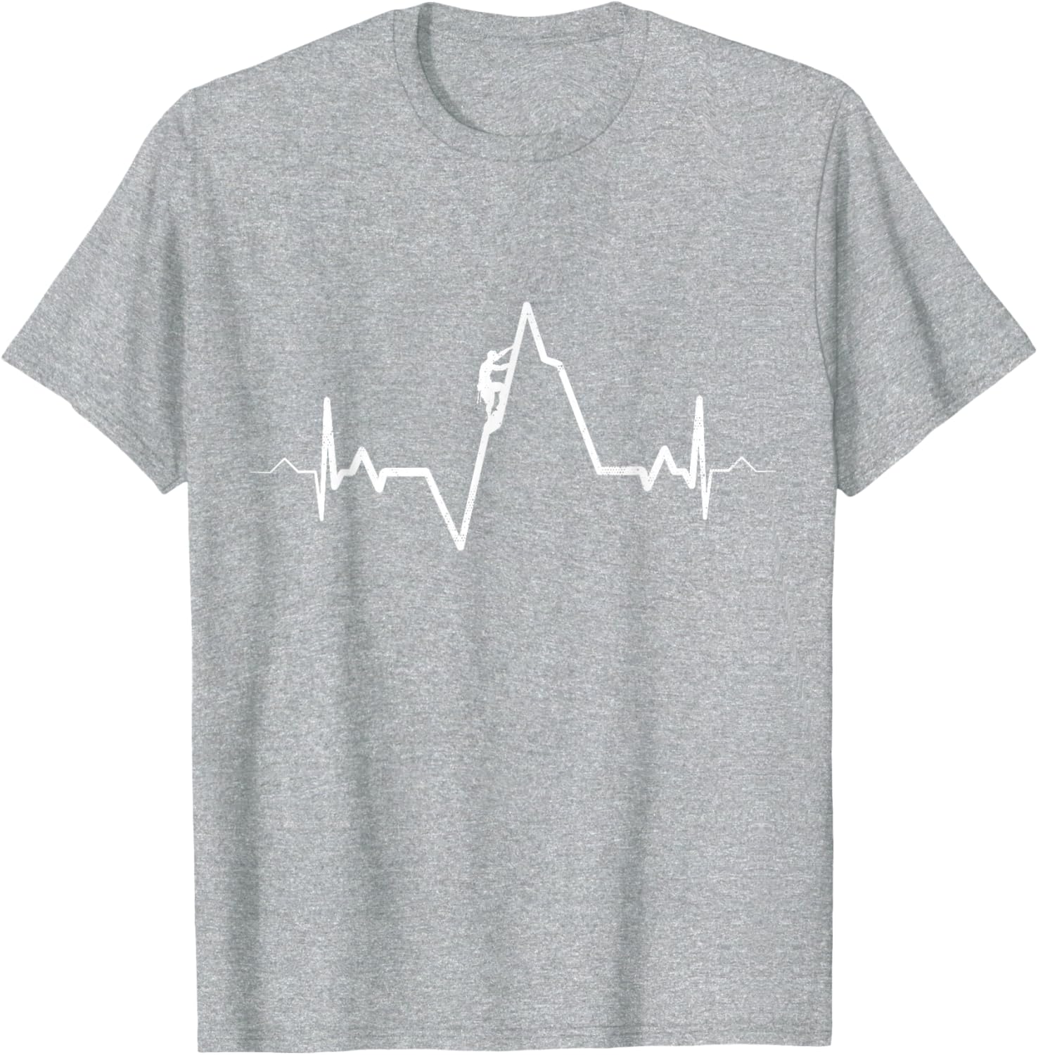 Climbing Heartbeat ECG Rock Mountain Bouldering Graphic Tee Men Casual Sports TShirt S