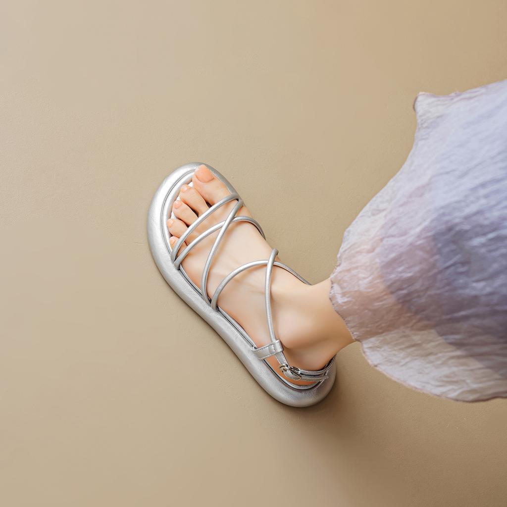 Platform sandals female 2025 summer new fairy style casual soft-soled beach shoes with skirt flat Roman sandals