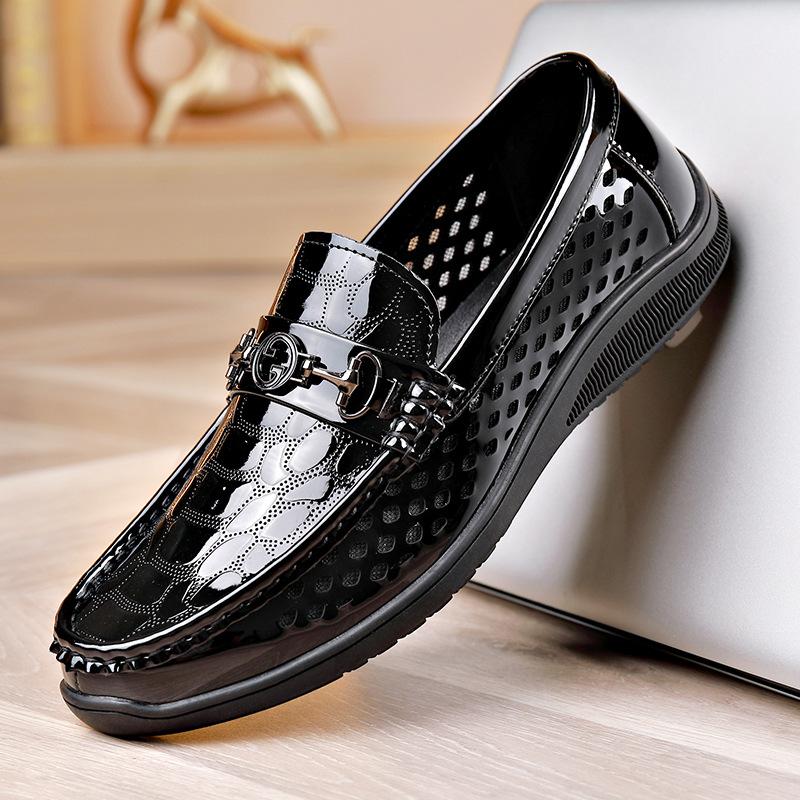 Fashion New Design Patent Leather Luxury Shoes for Men Fashion Casual Leather Men's Dress Shoes Black Spring Autumn Loafers Male