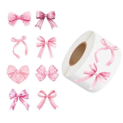 500 Pcs Aesthetic Sticker Decorative Sticker Pink Bows Seal Sticker Gift Box Blessing Sticker for Journal Scrapbook