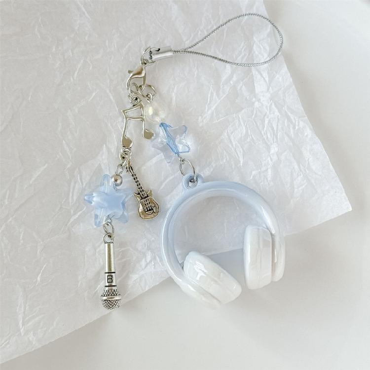 Vibrant Headphone Charm Keychain Keyring Phone Chain Featuring Musical Notes For Birthday Presents and Decorations