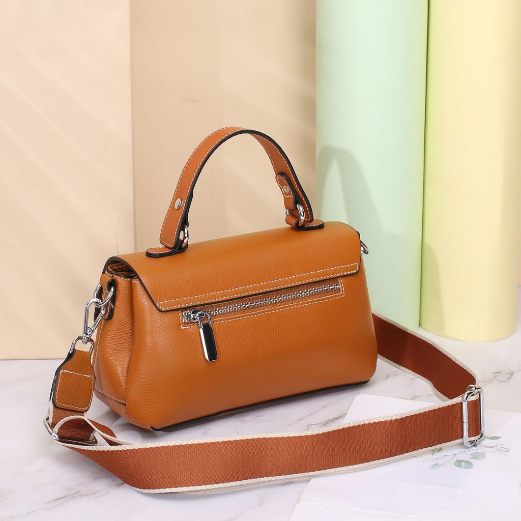 Cowhide Women's Bag Single Shoulder Crossbody Women's Bag Cute Fashion Shell Bag Multi-compartment Double Shoulder Strap