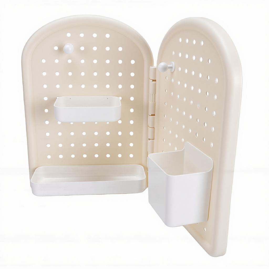 Pegboard Wall Organizer Multi Purpose Plastic Pegboard Storage Rack with 2 Adhesive Hooks Storage Accessories for Wall