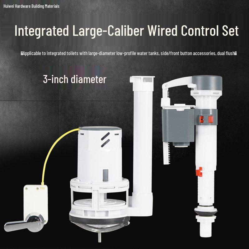 Vintage Large-Caliber Side-Mounted Dual-Flush Valve Set for Energy-Efficient Toilets