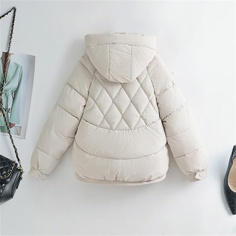 Autumn Winter Down Jackets Fashion Solid Women's Parka Hooded Down Cotton Padded Coats Long Sleeve Zipper Simple Female Outwear