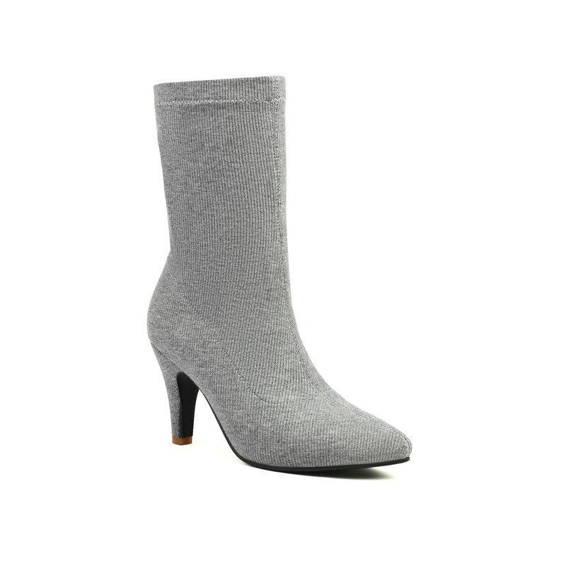 Women's short boots new pointed fashion sleeve thin heel high heel temperament thin elastic short boots large size socks boots