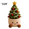 Decorative Yarn Craft for Home Simulated Crochet Christmas Potted Decor, Knitted Mini Artificial Tree Flower Wool Knitting Plants Ornament,