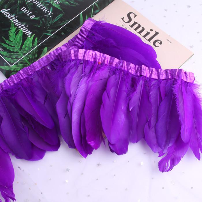 

2 yard Goose Feathers Trim Wedding Party Decoration 15-20cm Fringes Clothes Macrame Feather DIY Plumes Ribbons for Crafts 2 yards темно-фиолетового