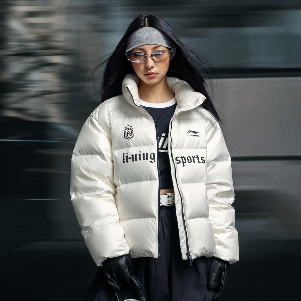 Li Ning Sports Lifestyle Series Fan Style American Casual Fashion Windproof Water-Repellent Loose Warm Comfortable Couple Down Jacket AYMV439-1