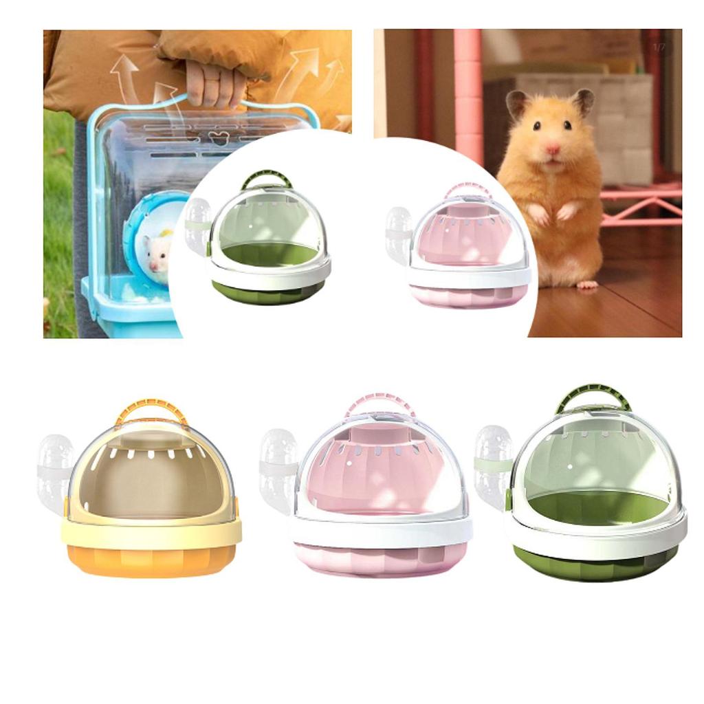 Hamster Carrier Cage with Water Bottle Habitat Hamster Travel Carrier Pet Outgoing Cage for Chinchilla Hedgehog Dwarf Hamster
