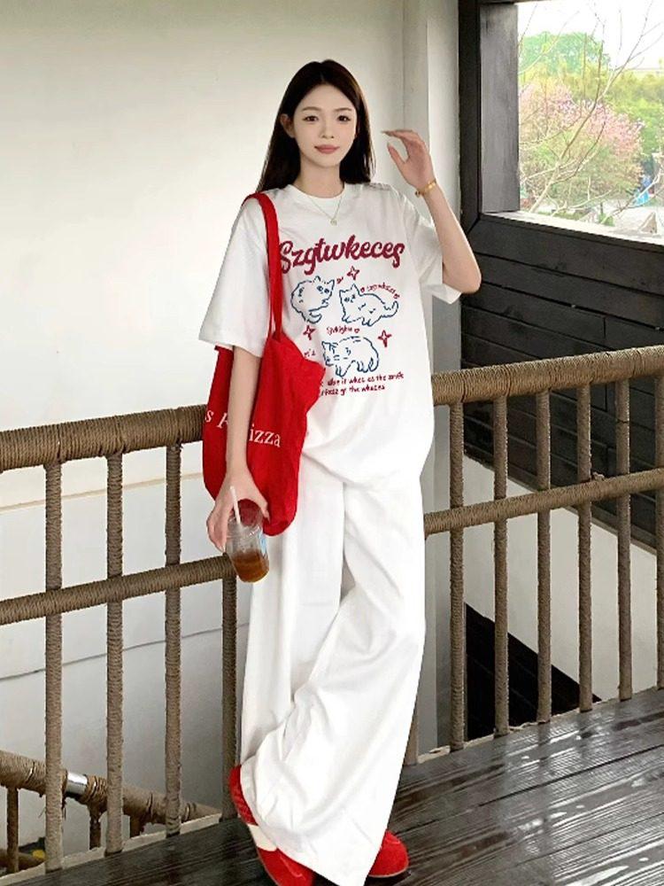 2026 Summer American Retro Plus Size Women's Casual Printed Short Sleeve T-shirt