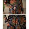 DIMANAF 2025 Women Plus Size Spring Summer Long Dress Vintage Dress Floral Style Loose Lady Maxi Dress Printing
