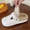 Women's Solid Color Clogs, Casual Plush Inner Lining Shoes, Lightweight and Comfortable Winter Shoes