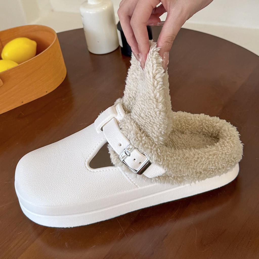Women's Solid Color Clogs, Casual Plush Inner Lining Shoes, Lightweight and Comfortable Winter Shoes