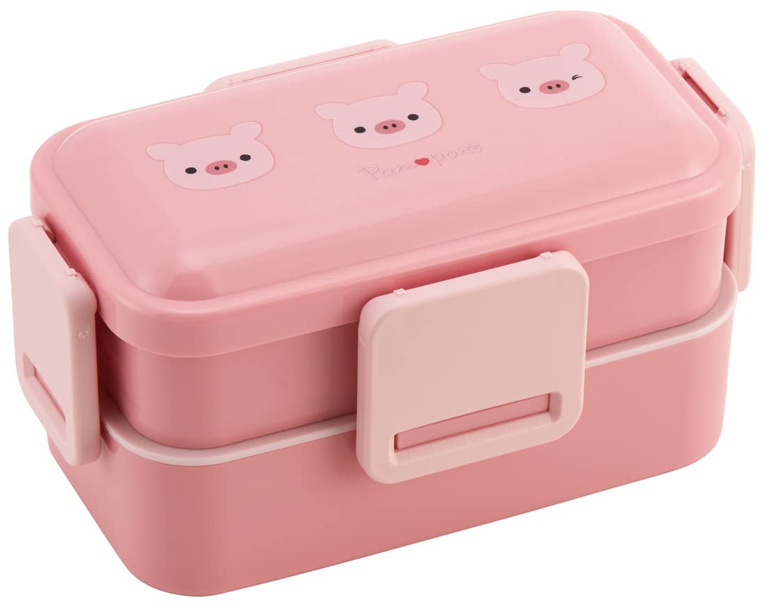 

Skater Bento Box Pig 600ml Antibacterial Fluffy Dome Lid 2 Tiers for Women Made in Japan Pompon s PFLW4AG-A