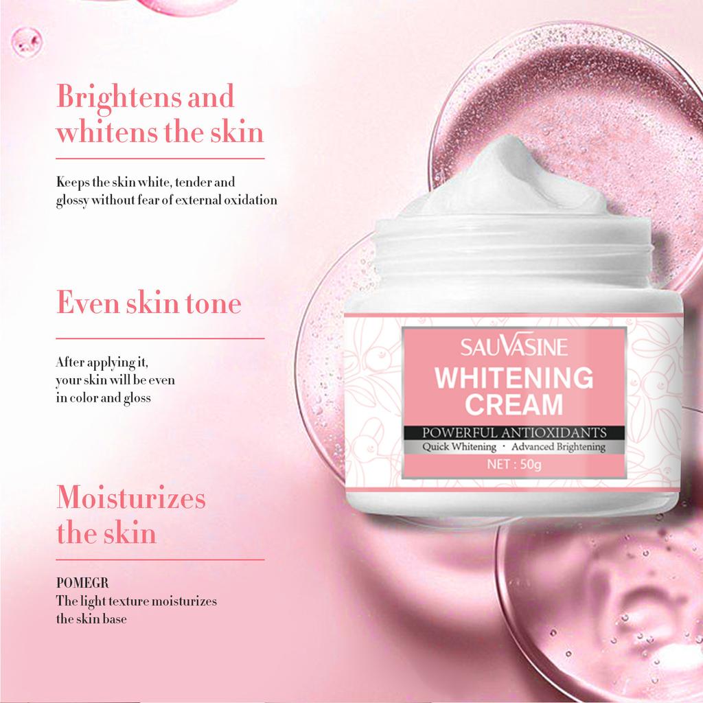 SAUVASINE Whitening Cream 50g, Moisturizing & Brightening Face Cream, Improves Skin Tone, Reduces Dark Spots, Nourishing Facial Care