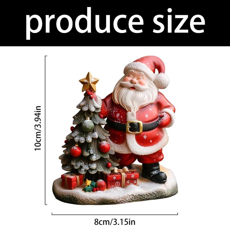 Santa Tree Christmas Figurine Seasonal Home Accent, Detailed Figure for Shelf Display, Desk Styling, Entry Table, and Indoor Home Use