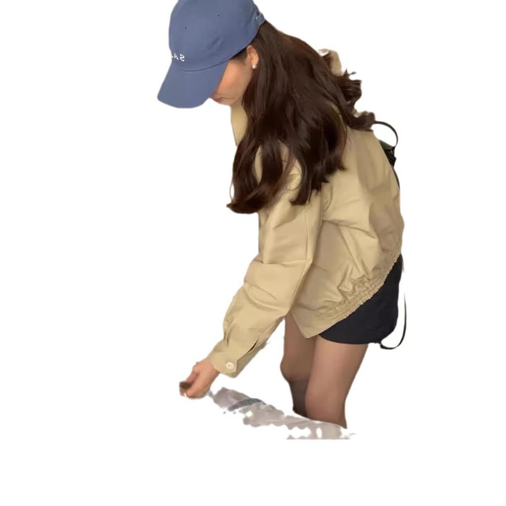 Women's Casual Loose Fit Turn-Down Collar Baseball Jacket - Petite Early Autumn 2025 Edition