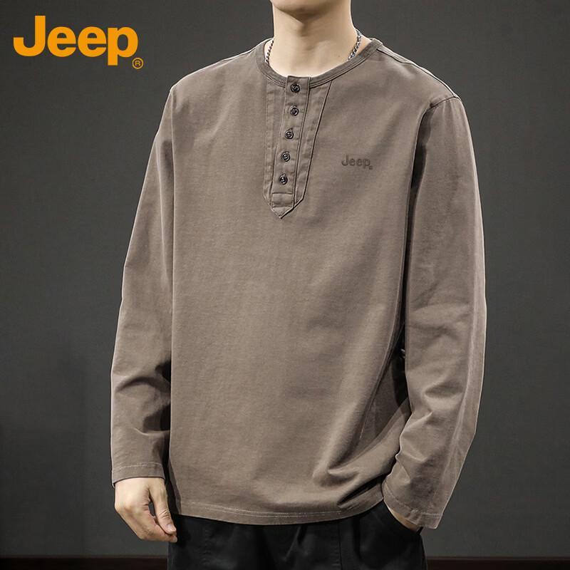 JEEP Men's Retro Henley Long-Sleeve T-Shirt