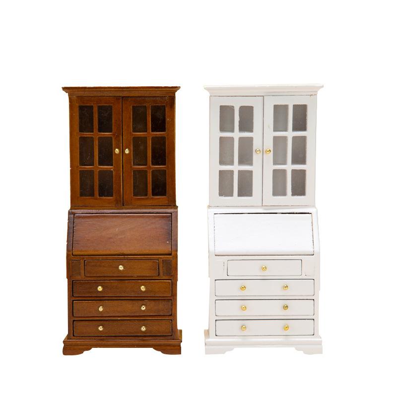 1Pc Wooden Mini Miniature Cabinet Ornament For Crafts Decor Kitchen Miniatures 1/12 Scale Pretend Play Photography
