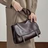 Women's Luxury Shoulder Bag Vintage Genuine Leather Handbag Flap Crossbody Bag Solid Color Simple Large Capacity Briefcase