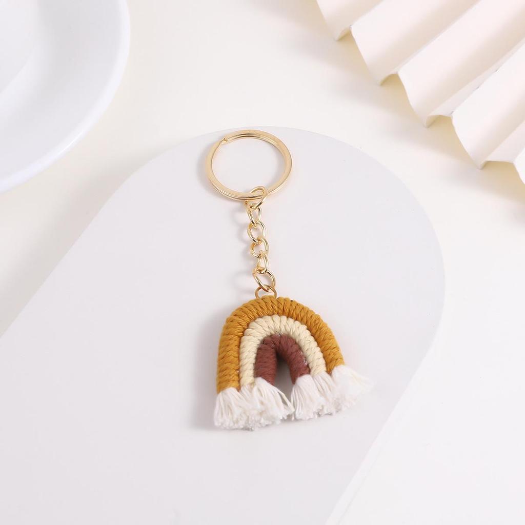 Handmade Knitted Rainbow Keychain Pendant Accessory