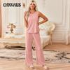Plus Size Women's Spring Vest Top Trousers Home Wear Pajamas Two Piece Set