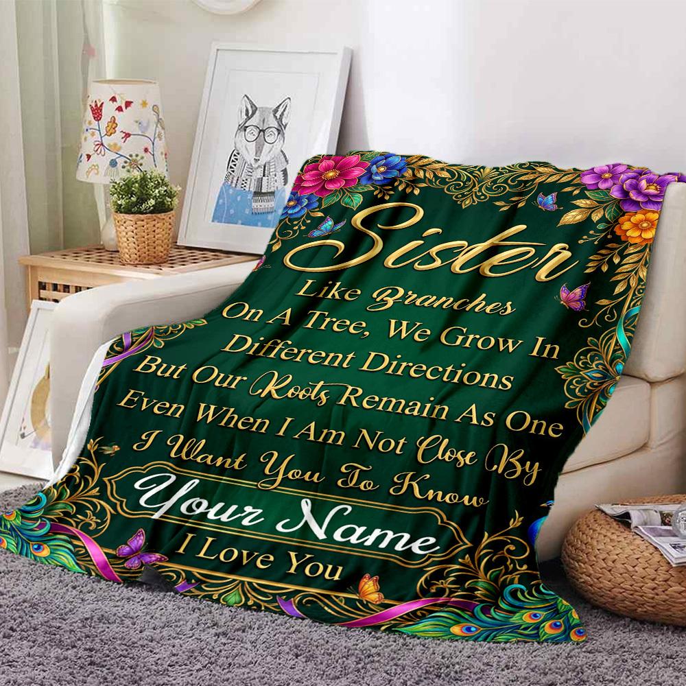 Sister'S Unifying Bond Personalized Name Blankets Soft And Comfortable Against The Skin Naps And The Office A Wonderful Gift For Friends Family And