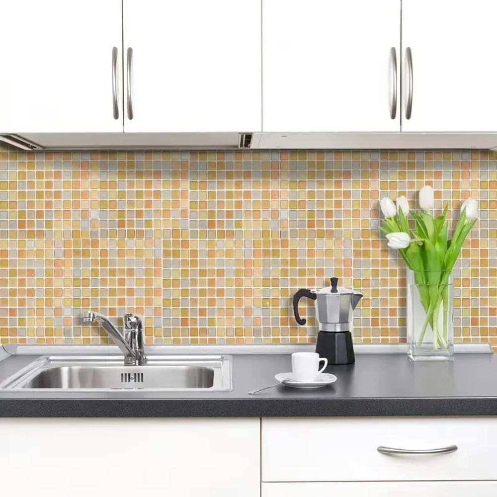 1 buc Autocolant de perete mozaic cu design 3D autoadeziv, dezlipește și lipește, pentru protecție împotriva stropilor, decor de perete