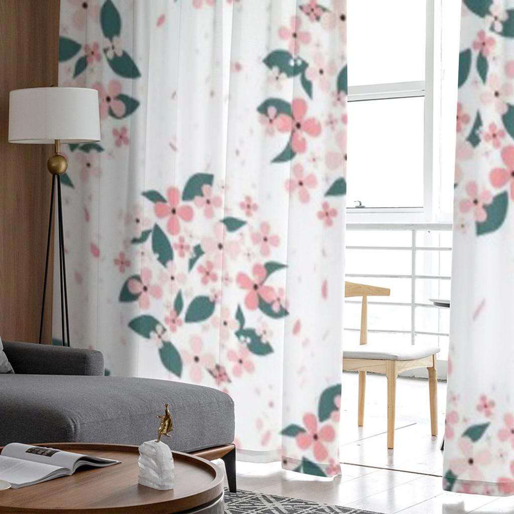 Różowe Kwiaty Zielone Liście Przezroczysta Zasłona Do Salonu Sypialni Woalowe Zasłony Na Okno Organzowe Zasłony Party Tiulowe Draperie