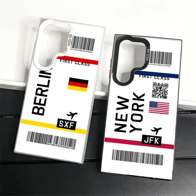 Travel Air Ticket Label Shockproof Phone Case for Samsung Galaxy S26 Edge S25 Ultra S24 FE S23 Plus S21 Cover Anti Fall Fundas