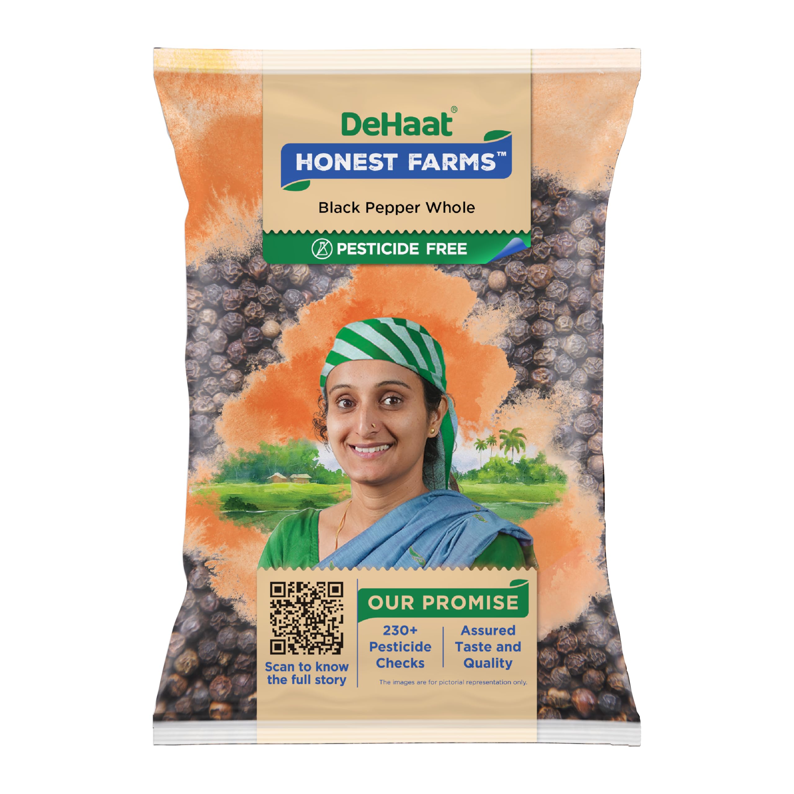 DeHaat Honest Farms Pesticide Free Black Pepper Whole 100 gm.