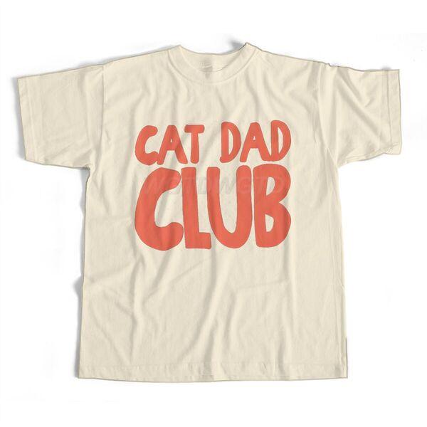 

Cotton Mens Clothing Cat Dad Club Print T Shirt High Quality Cotton Male Short Sleeve Streetwear Fun Animal Kitten Tshirts S
