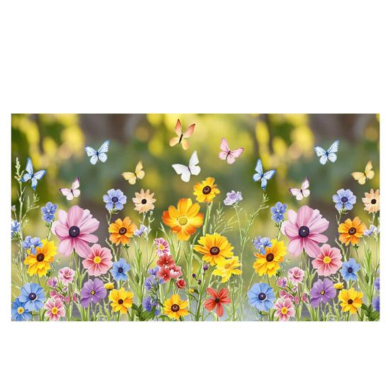 Spring Summer Flower Butterfly Window Cling Colorful Floral Window Sticker Removable Double-Sided Static Decals for Home Office Classroom Decor