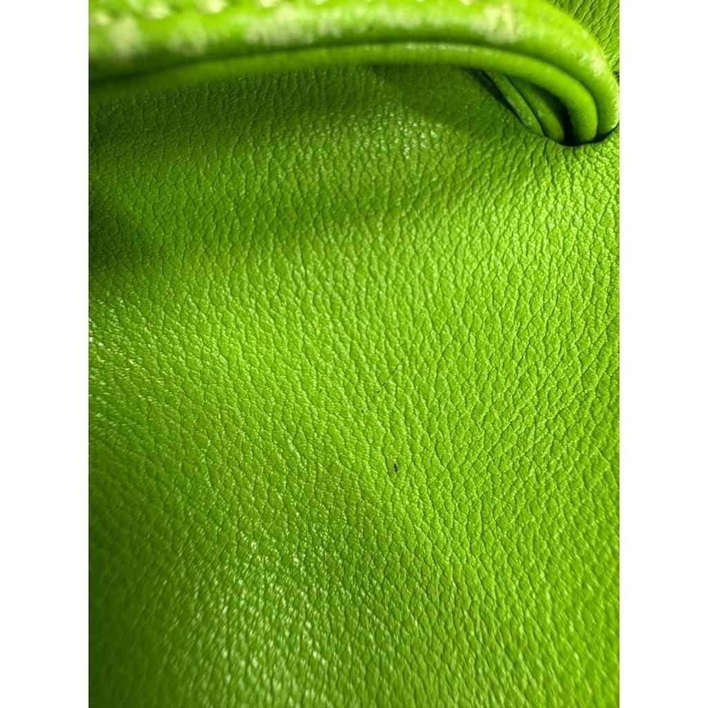 HERMES Hermes leather pouch green drawstring accessory case
