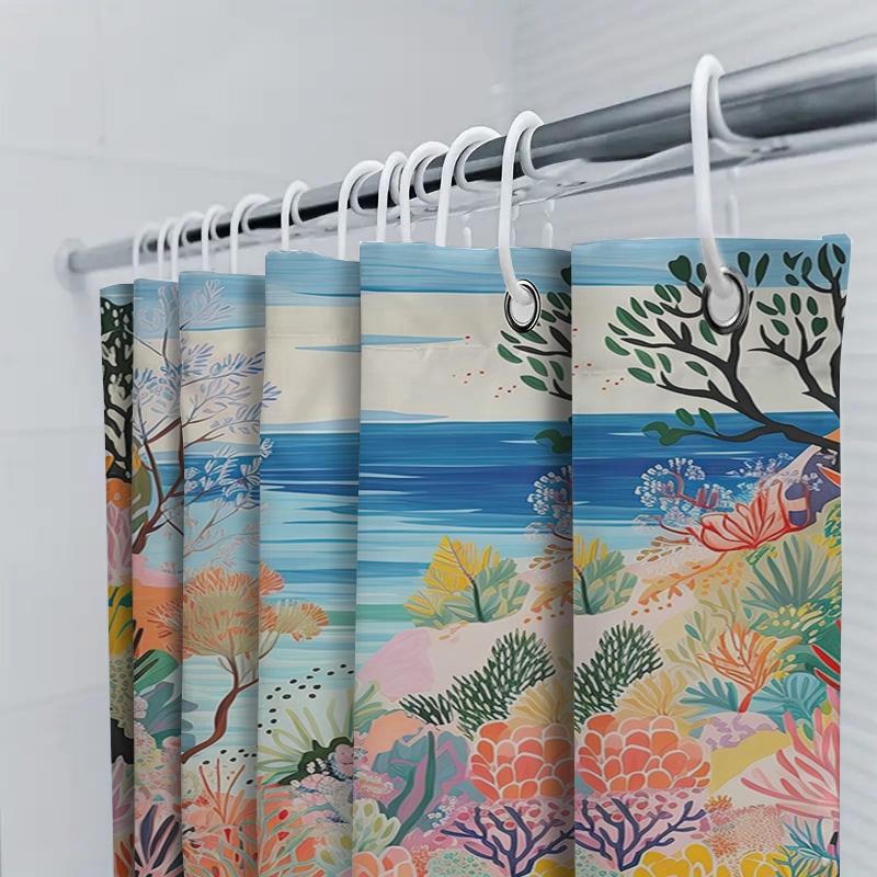 Bunter Korallen-Druck Duschvorhang Wasserdichter Stoff Baddekoration Für Zuhause Badezimmerdeko Perfekte Geschenkidee (Multicolor)