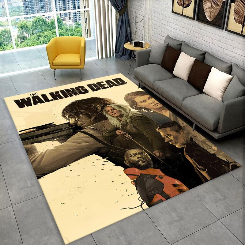 classic The Walking Dead Rick Daryl Horror TV Carpet Rug for Bedroom Living Room Sofa Doormat Home Decor,Kid Area Rug Non-slip