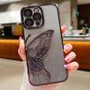 3D Butterfly Glitter Phone Case For iPhone 16 15 14 Plus 13 12 11 Pro Max Electroplated Silicone Soft TPU Shockproof Back Cover