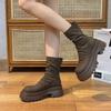 Fashion Platform Heel Women Short Booties Fashion Back Zippers Ankle Booties Retro Style Autumn Winter Female Shoes