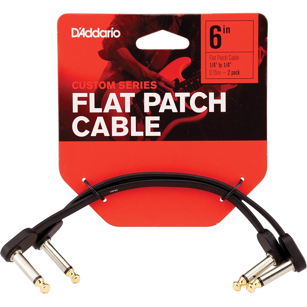 D'Addario Daddario Patch Cable (Shielded Cable) Flat Patch Cable 2 Piece Set PW-FPRR-206 (15cm L-...