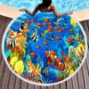 Ocean Hawaiian Tropical Sea Fish Print Round Beach Towel, Soft Microfiber Sealife Beach Blanket,Absorbent Quick Dry Pool Towel